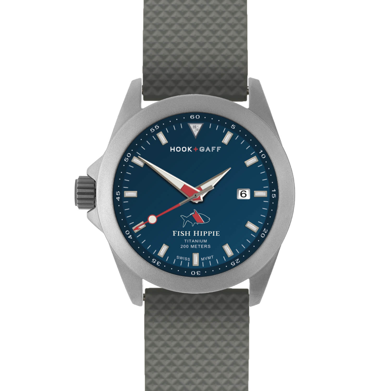 Fish Hippie FH Edition Hook+Gaff Sportfisher Watch - Navy Dial Gray Dive Strap / Os